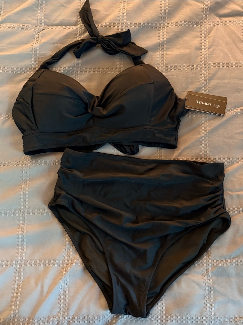 Tempt Me Black Halter High-Waist Bikini Set